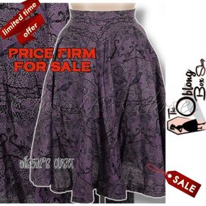 The Oblong Box Shop Purple Halloween Themed Lace Spiderweb Gothic Swing Skirt XL